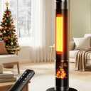 38" Large Room Tower Heater – Electric Space Heater with Realistic Flame Effect, 120° Wide Oscillation, 24H Timer, Remote Control, ECO Mode & Advanced Safety Protection