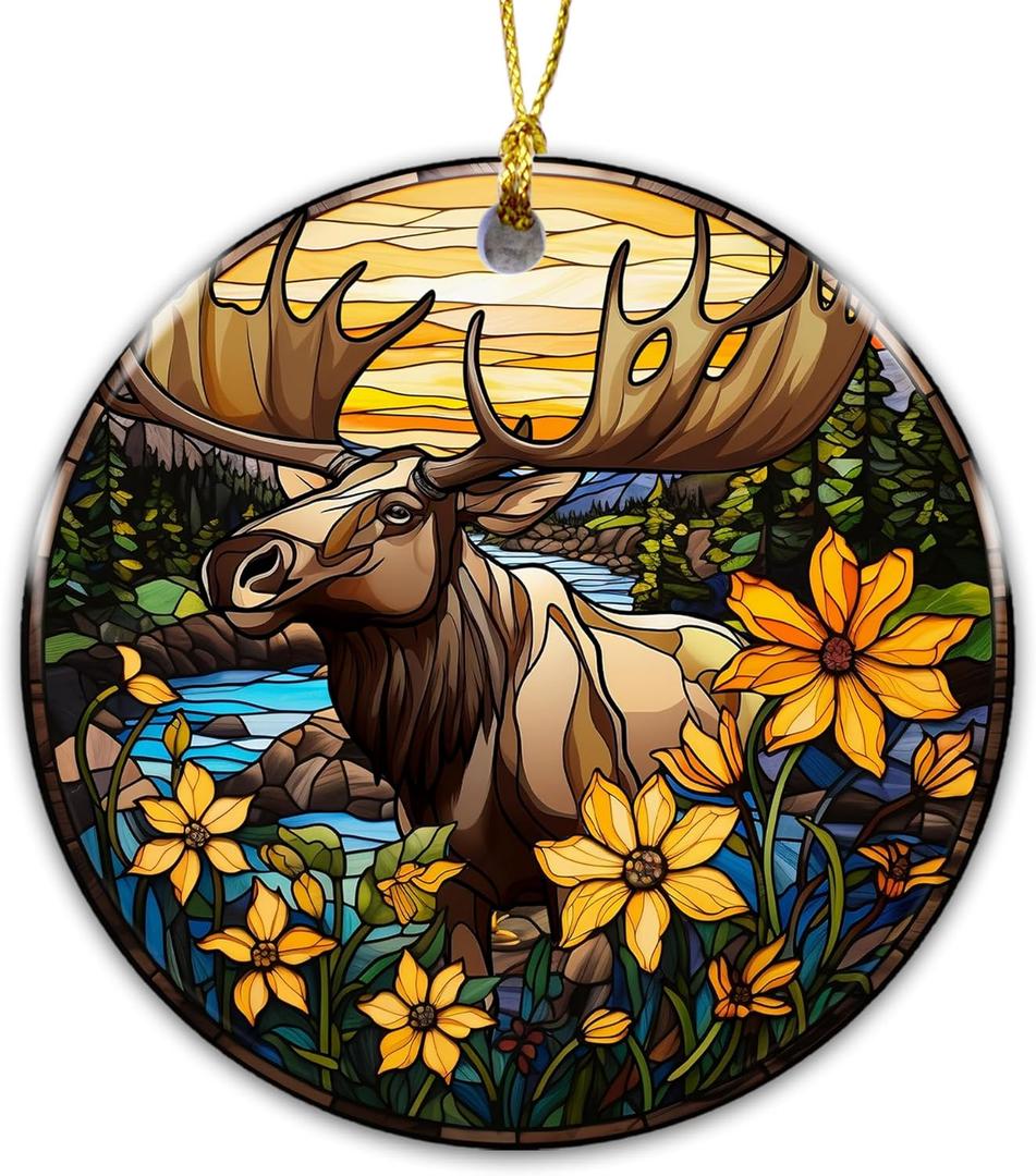 3 x Moose Ornament 2025  Wildlife Christmas Ornament, Rustic Mountain Scene Decoration, Nature Lover Gift, Cabin Dcor, Elk Hunter Ornament, Outdoor Adventure Forest Animal Keepsake for Tree or Home