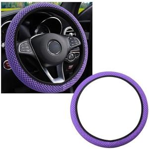 Kewucn Car Elastic Stretch Steering Wheel Cover, Soft Microfiber Breathable Ice Silk, Universal 15 Inch Anti-Slip Auto Steering Wheel Protector, Fit Car, SUV, Van, Sedan, Truck (Purple)