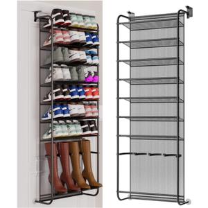 Over The Door Shoe Organizer-8 Tier Hanging Shoe Organizer, Heavy Duty Metal & Mesh Shoe Holder,Hanging Shoe Rack for Closet Organizer