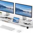 AFOOYO 2 Tier Dual Monitor Stand Riser, Wider Board Computer Monitor Stand for 2 Monitors, Slot For Phone/ Tablet Office Desktop Organizer for Laptop, PC, Computer, Printer, White