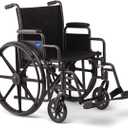 Medline Comfortable Folding Wheelchair with Swing-Back Desk-Length Arms and Swing-Away Footrests, 16”W x 16”D Seat