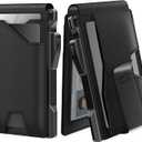 typecase Tactical Wallet for Men Card Holder: Pop Up Card Case, Genuine Leather, Smart, RFID Blocking, Slim, Minimalist, Thin, Front Pocket - 9-13 Card Capacitiy, ID Window, Money Clip (Dark Black)