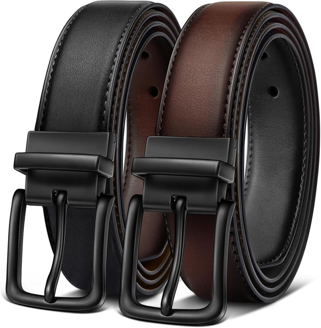 BULLIANT Men's Belt,Reversible Belt Adjustable For Gift Men 1.25-Cut For Fit-2 Sides in 1 Belt(Not 2) (Black/Deep Brown7803)