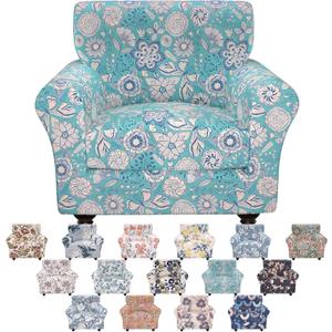 Floral Pattern Stretch Sofa Cover Printed Couch Covers 2 Piece Armchair Slipcover Set with Chair Cushion Cover, Washable Furniture Protector Elastic Living Room Sofa Covers,for Kids Pet (Small, J)