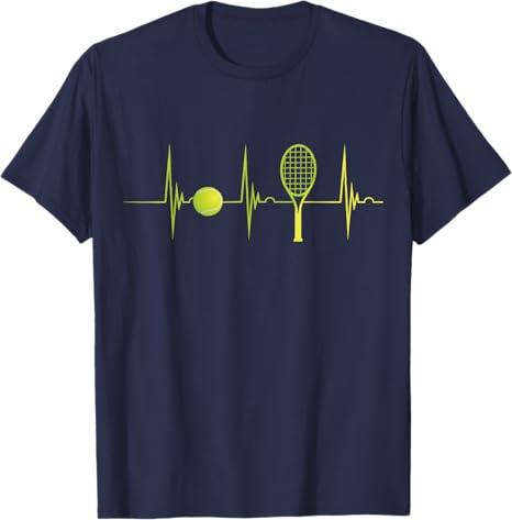 Tennis Heartbeat EKG Pulse Racket Sport Tennis Lover T-Shirt L
