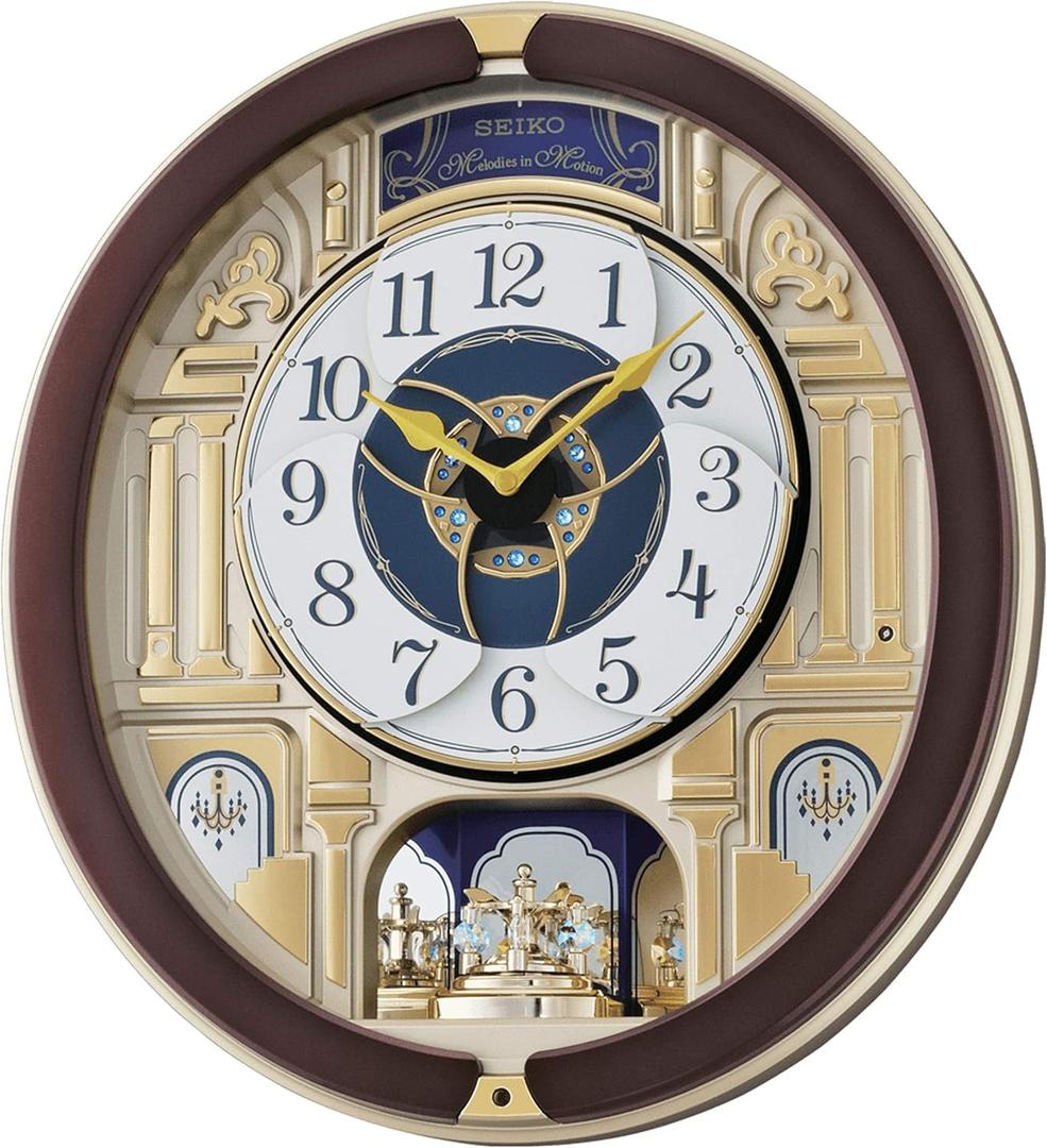 Seiko Melodies in Motion Wall Clock, Golden Pillars