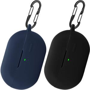[2 Pack] easyBee Case Compatible with SoundPEATS PearlClip Pro Open-Ear Bluetooth Headphone Charging Cover with 2 Keychain, Soft Liquid Silicone Ultra Thin Shockproof Protective Kit - Black and Blue