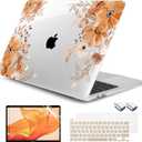 DONGKE for MacBook Pro 13 Inch Case 2023-2016 Release A2338 M2 M1 A2251 A2289 A2159 A1989 A1706 Touch Bar & Touch ID, Hard Shell, with USB C to USB Adapter & Keyboard Cover, Stone Florals