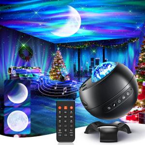 Galaxy Projector for Bedroom, 21Colors Northern Lights,15White Noise&Bluetooth Star Projector Galaxy Lights, Remote Ambient Lighting,Aurora Halloween Decor Christmas,Gifts for Kids,Adults (Black)