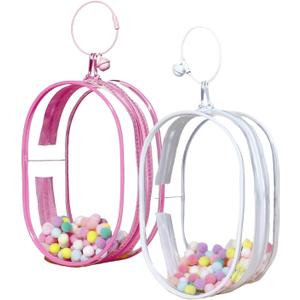 2PCS Large Clear Figure Display Bag Compatible with 7" Plush Doll | PVC Protective Case with Keychain, Portable Doll Storage Pouche, Keychain Carrying Case, 7.1x4.7x3 inch