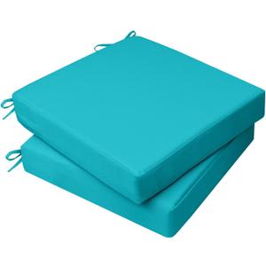 AAAAAcessories Outdoor Seat Cushions for Chairs, Waterproof, Fade-Resistant, 20" x 20" x 3", Patio Furniture Replacement Cushions, Set of 2, Turquoise Blue