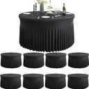 8 Pack Black Round Spandex Tablecloths for 60inch Table, Wrinkle Free 120inch Stretchy Fitted 5FT Round Table Cloths Cover with Skirt for Wedding Birthday Graduation Party Banquet