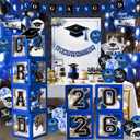 Graduation Decorations Class of 2026 - Blue Graduation Decorations - Balloons Boxes with Letters 2026 GRAD So Proud of You, Congrats Grad Party Decorations for Any Grades (Blue and Black)