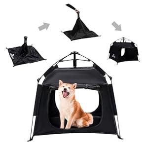 ASFANES Outdoor Waterproof Pet Automatic Camping Tent, Pop up Cave Bed for Indoor Cats and Small Dogs, Portable Cat House Dog House, Black.