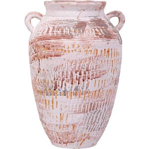 12.6 Inch Rustic Handmade Clay Vase, Distressed Retro Tabletop Decor, Gradient Color Painting, Waterproof Small Caliber, for Nightstand Cabinet Living Room