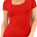 Cotton Tshirts for Women Short Sleeve Tshirt Basic Tees Plain T Shirt Womens Casual Tops Tee Undershirt Pack of 4, Medium 