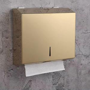 Comercial Paper Towel Dispenser Wall Mount, Stainless Steel Hand Towel Dispenser with Lock, Trifold/C Fold Paper Towel Holder for Bathroom Kitchen Office Public Places, Large Capacity Tissue Holder (Gold)