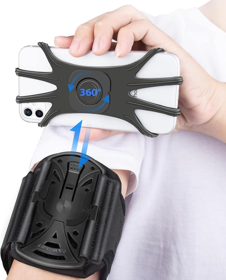 Running Phone Holder Armband for Phone, Detachable & 360Rotated Sports Armband with Key Pocket for iPhone 16/15/14/13 Pro/12 Pro/XS/XR/8/7/6s Plus, for Samsung Galaxy 4''-6.5'' Cellphone