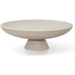 Modern Resin Pedestal Decorative Bowl, Large Fruit Bowl for Kitchen Counter, Stylish Key Bowl for Entryway Table, Beige