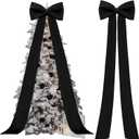 Extra Large Christmas Tree Topper Bow 118x28 Inch Giant Bow with Long Streamers Huge Decorative Oversized Wrapping Gift Decor for Xmas Tree Holiday Party Wedding Arch(Black,Satin)