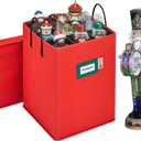 Christmas Nutcracker and Figurine Collectible Storage Box - Stores Up to 9-16" Tall Nutcrackers, Ornaments, and More - Holiday Decor Organizer with Adjustable Dividers - Nutcracker not Included (Red)