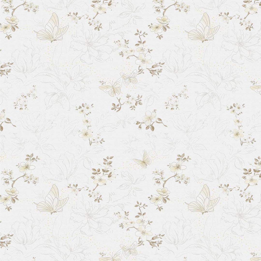Ismoon 17.3"x78.7"Peel and Stick Wallpaper Boho Vintage Floral Wallpaper Beige/Brown Butterfly Contact Paper for Cabinets Removable Self-Adhesive Wall Paper Bedroom Covering Wall Decorative Vinyl