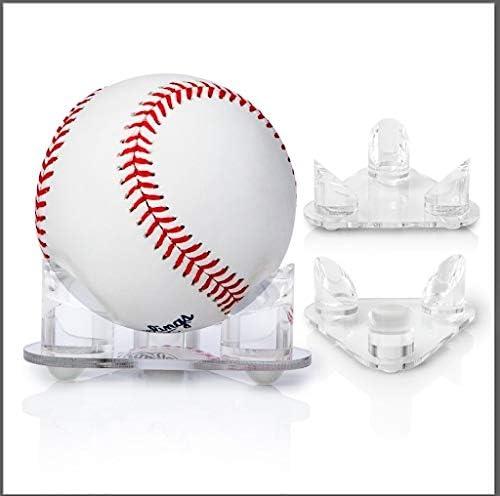 Baseball Display Stand for Ball - Set of 3 Acrylic Baseball Holders to Show Off Collectible, Autographed, or Game Used Balls | Better than Display Case or Cube