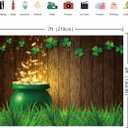 INRUI St.Patrick's Day Photography Backdrop Wooden Texture Lucky Irish Shamrock Festival Party Decorations Banner (7x5FT)