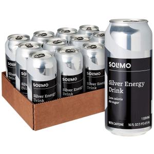 Solimo Silver Energy Drink, Sugar Free, 16 fl oz (Pack of 12)