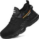 OWIF Steel Toe Shoes for Men Women Comfortable Lightweight Composite Toe Work Shoe Indestructible Construction Safety Toe Sneakers Zapatos de Acero,Steel-Toe Black,7.5 Women/6 Men
