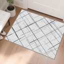 Modern Indoor Entryway Rug, 2'x3' Small Rugs for Entryway Indoor, No Pile Tear and Stain Resistance, Non-Slip, Hand Woven Style Washable Thin Rugs for High Traffic Door Mat Entrance- White