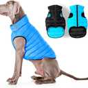 AiryVest Lightweight Reversible Winter Dog Coat - Warm Jacket - Water Resistant Windproof - Small to Large Dogs - Comfortable Vest - XL - Black Blue