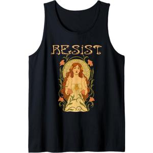 Resist Art Nouveau Mucha Anti Trump Women Feminist Tank Top, Size M