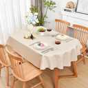Wolkemer Farmhouse Faux Linen Oval Tablecloth 60 x 120 Inch - Water Resistant Table Cloth Washable Wipeable Table Cover for Home Kitchen Dining Wedding Party Banquet (Neutral)