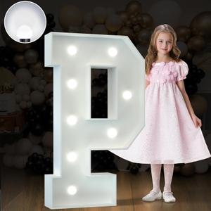 Imprsv 8 LED Bulbs, White Bulbs Light Strings, Indoor Birthday Party Wedding Christmas Decorations for Light up Numbers Marquee Letters, 4 Pack of Letters (P, R, O, M)