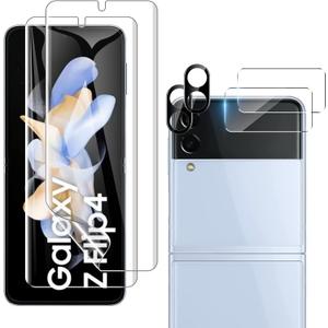 [2 Sets 6 Pack] for Samsung Galaxy Z Flip 4 Screen Protector,Internal Flexible EPU Screen Protector and Tempered Glass Camera Lens Protector, Scratch Resistant, High Definition Bubble Free