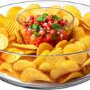 Amazing Abby - Charlie - Plastic Chip and Dip Bowl, Clear Serving Platter, Unbreakable Party Appetizer Tray, BPA-Free, Dishwasher-Safe, Great for Chips, Salsa, Veggies, Snacks, and More