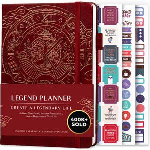 Legend Planner  Weekly & Monthly Life Planner to Hit Your Goals & Live Happier. Organizer Notebook & Productivity Journal. A5 (Wine Red) (A5 (5.5'' x 8.3''))