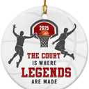 2 x Basketball Christmas Ornament 2025 - Basketball Gifts for Teenage Boys, Men, Ceramic Sports Ornaments for Christmas Tree, Sports Lover Gifts for Brother, Son, Dad, Grandson, Team Coach Gift Ideas