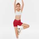 Girls Athletic Shorts Slim Tummy Control V Cross Waist Short Leggings Bike Dance Gymnastics Shorts