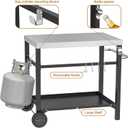 onlyfire Movable Stainless Steel Dining Cart Table, Pizza Oven Table with Propane Tank Holder, Heavy Duty Utility Cart on Wheels for Outdoor Kitchen, BBQ Grill, Patio, 33.6 x 21.7 Workstation