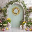 22 Inch Classic Easter Wreath, Eggs Wreath for Front Door with Pink Yellow White Wildflowers and Berries Spring Summer Door Wreath for Outside Porch, Farmhouse Easter Home Decor