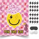ONE Happy Dude Party Games Birthday Decorations, Pin The Eye on The Dude Game Smiley Face Pink Girls Party Favors Supplies