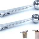 Stainless Steel Coffee Scoop with Clip 2-in-1 Coffee Measuring Spoon (1 Tbsp) for Ground Coffee, Tea, Protein Rustproof, Dishwasher Safe, Bag Sealer for Freshness(2 PCS)