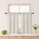 Gwine Natural Kitchen Curtains 36 Inch Length 2 Panels, Light Filtering Textured Short Half Window Cafe Curtains, Modern Soft Small Window Drapes for Bathroom Basement Bedroom, 30Wx36L inch, 2PCS