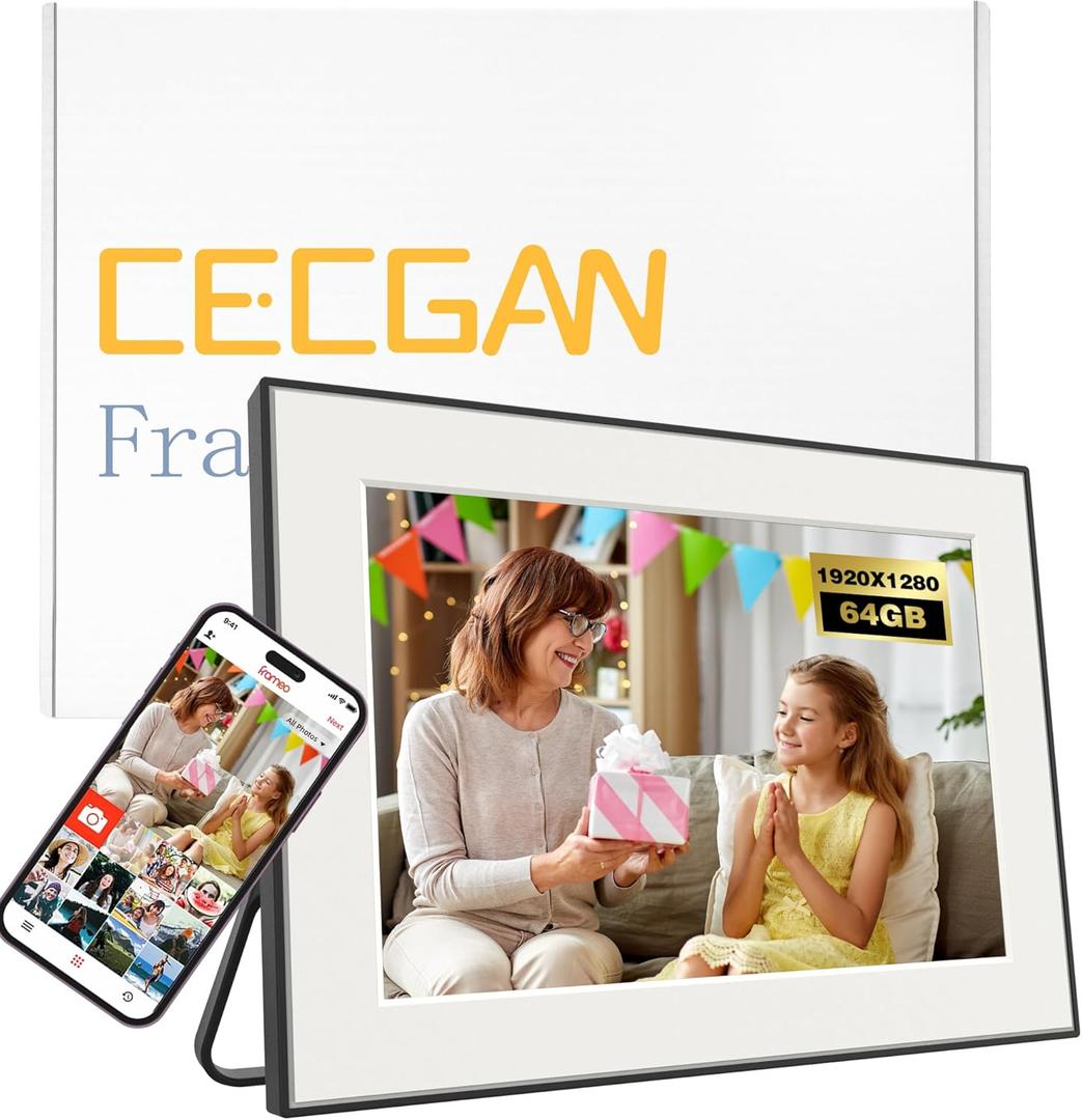 10.6 Inch 64GB Digital Photo Frame ,100%sRGB Gorgeous 1920x1280IPS Resolution, Touch Screen, WiFi 6&5G Frameo App for Instant Photo & Video Sharing Anywhere, Supports SD Card & USB Upload, Auto Rotate