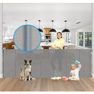 42" Tall X 100" Extra Wide Retractable Baby Gates for Large Openings Extra Tall Dog Gates for Doorways Extra Tall Pet Gate Indoor Outdoor Long Baby Gate Extra Tall Mesh Gate, Black