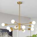 KAISITE Modern Chandelier Ceiling Light Fixture Sputnik Chandelier 10-Light Gold Chandelier for Dining Room Over Table Height Adjustable Lighting Fixture Ceiling Hanging for Kitchen Living Room