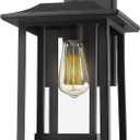 Beionxii Outdoor Wall Mount Light, Dusk to Dawn Exterior Light Fixture Outside Lights for House Porch Patio, Black Cast Aluminum w/Clear Glass (13.5" x 9") - A197W-1PK